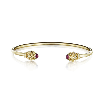 Verragio 18 Karat Yellow Gold Toi Et Moi Diamond Bangle Bracelet - Colored Stone Bracelets