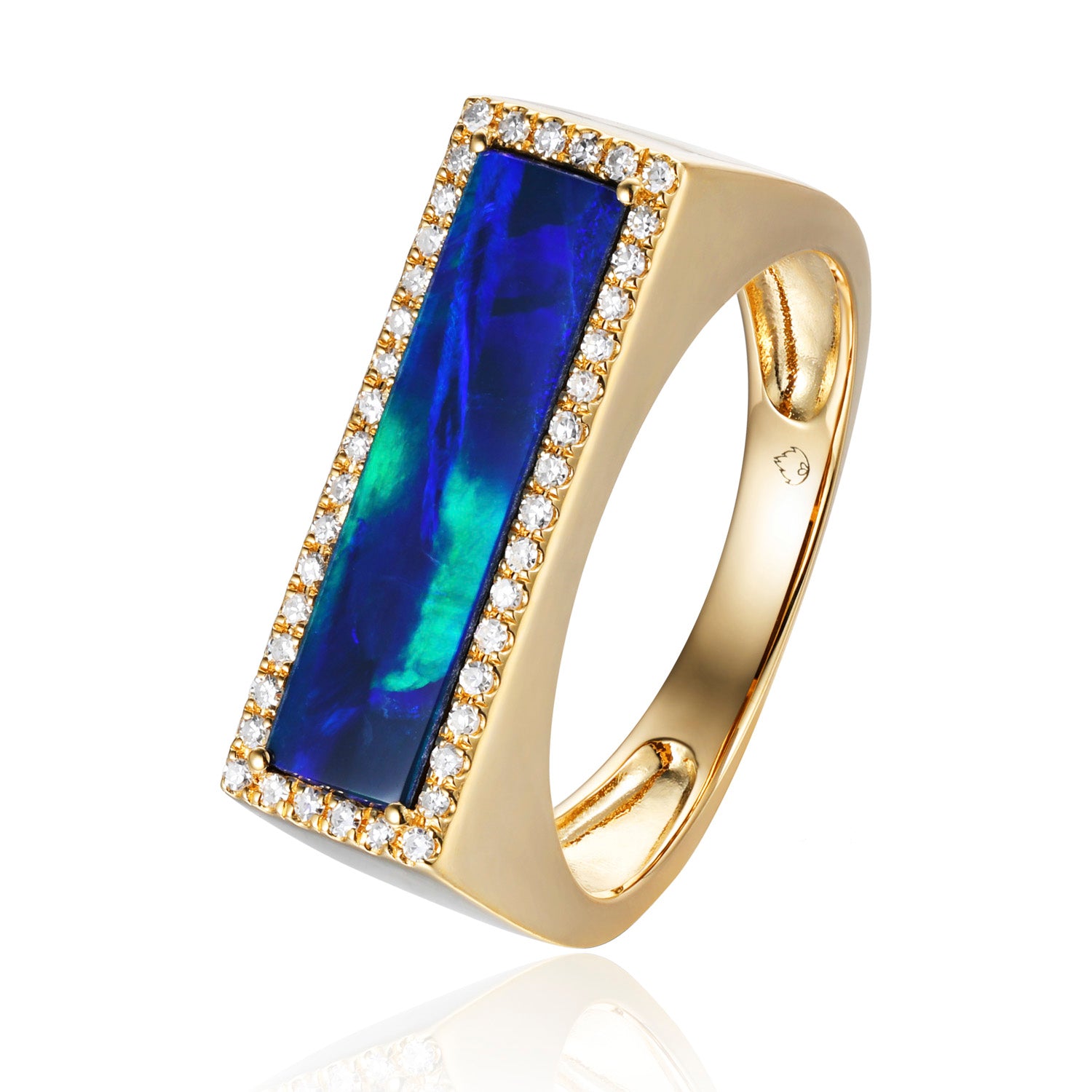 Luvente Yellow Gold Rectangular Opal & Diamond Ring - Colored Stone Rings - Women's