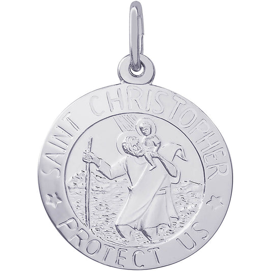 St. Christopher Disc Charm - Silver Charms