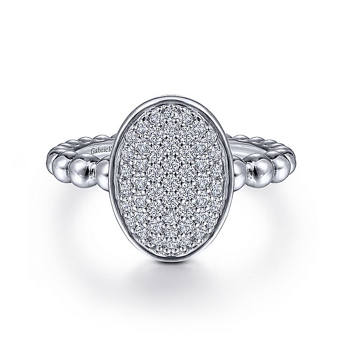 Gabriel & Co Sterling Silver White Sapphire Pavé Oval Ring