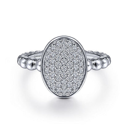 Gabriel & Co Sterling Silver White Sapphire Pavé Oval Ring