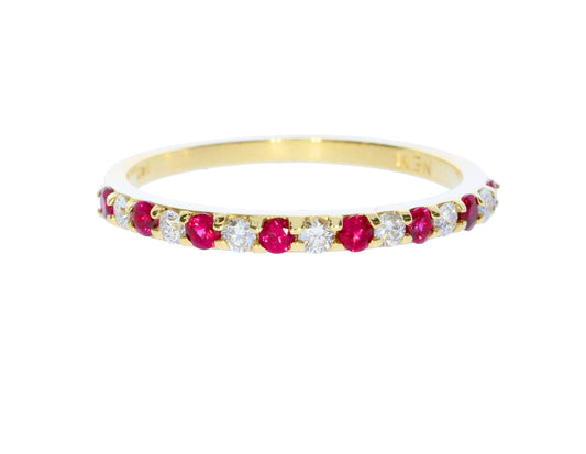 Yellow Gold Diamond and Ruby Band