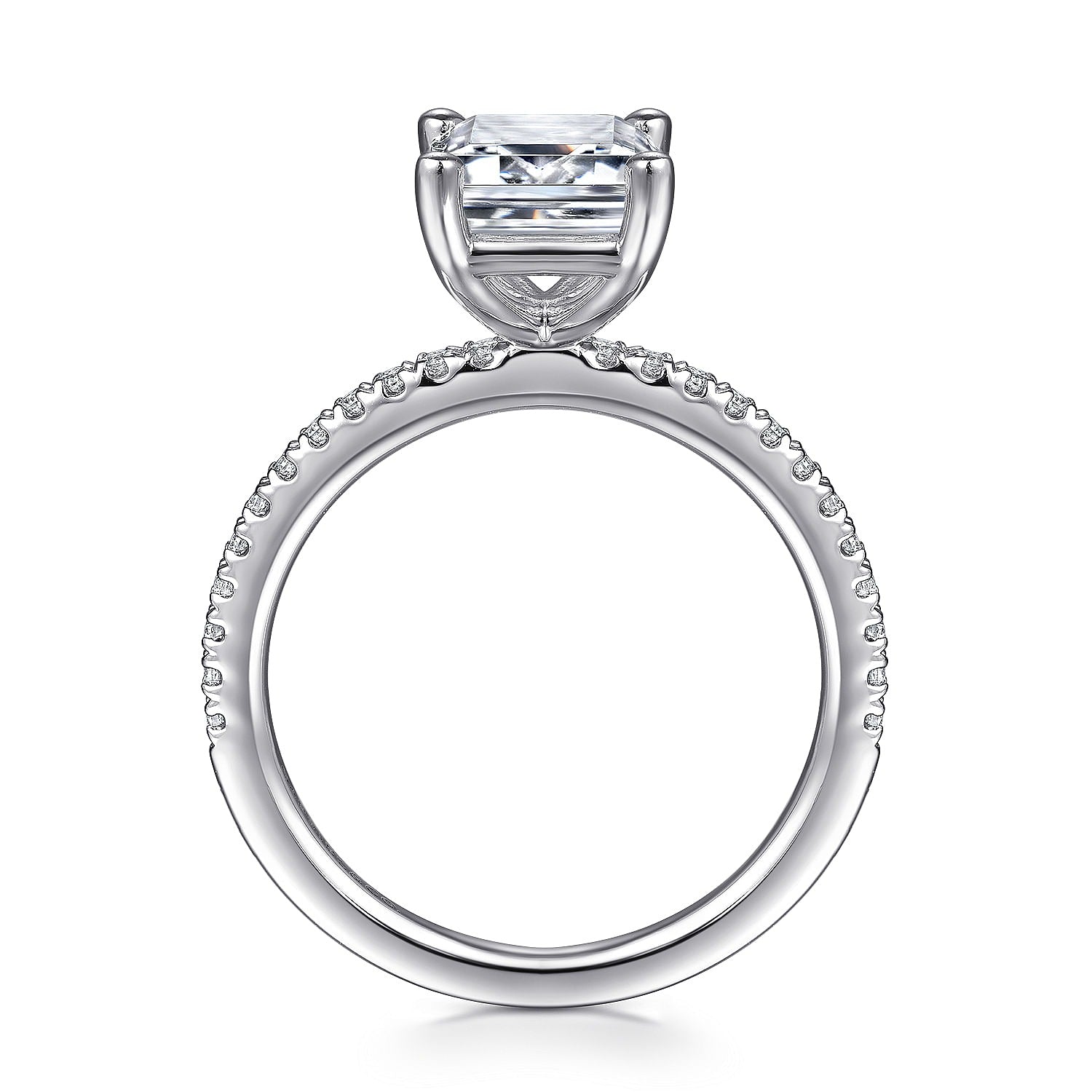 Gabriel & Co. Emerald Cut Semi-Mount Engagement Ring - Diamond Semi-Mount Rings