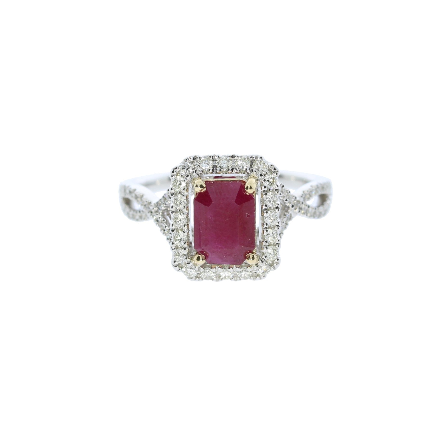 Ruby and Diamond White Gold Ring - Colored Stone Rings - Women's