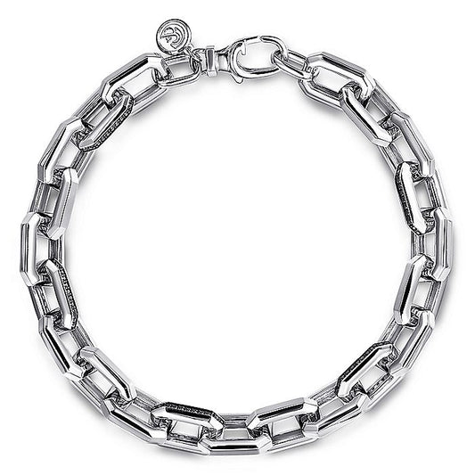 Gabriel & Co. Sterling Silver Faceted Chain Black Spinel Bracelet - Gents Bracelet