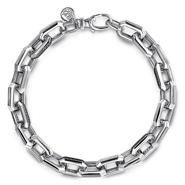 Gabriel & Co. Sterling Silver Faceted Chain Black Spinel Bracelet
