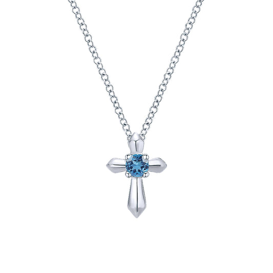 Gabriel & Co. Silver Cross Birthstone Necklace - Silver Necklace