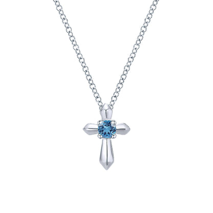 Gabriel & Co. Silver Cross Birthstone Necklace - Silver Necklace