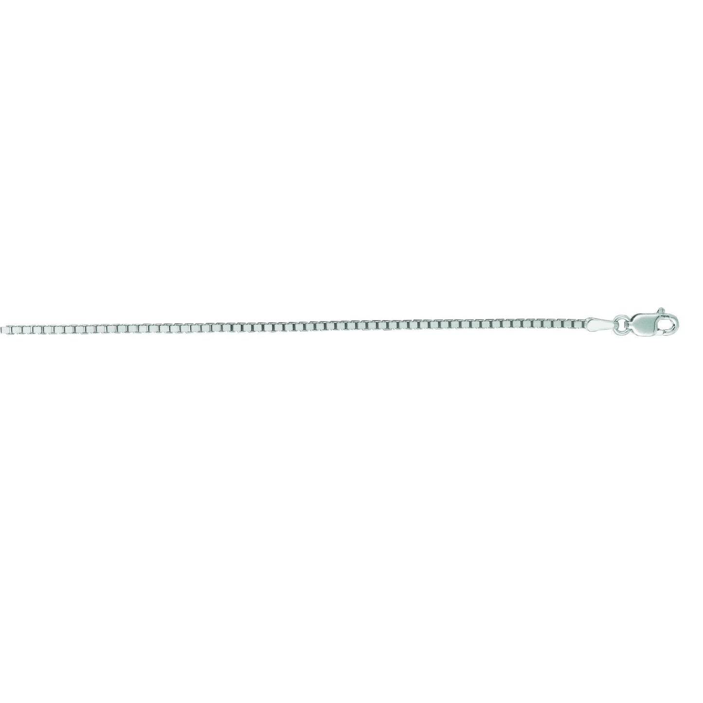 14 Karat White Gold 18 Inch 1.4mm Classic Box Chain With Lobster Clasp