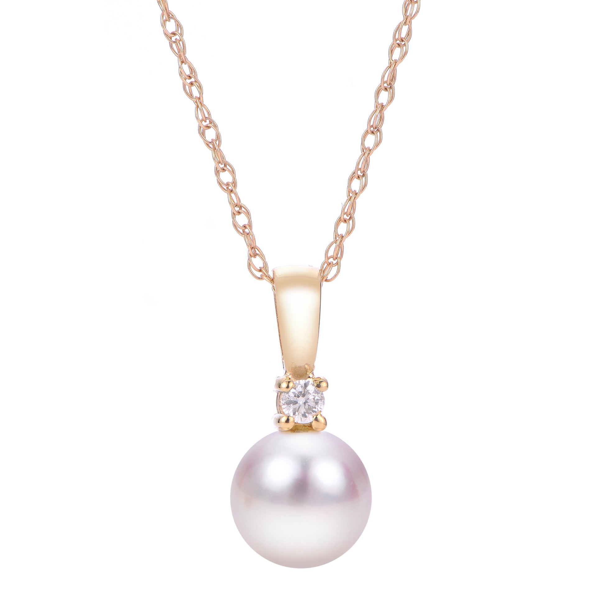 Imperial Pearl 8mm Akoya Pearl Pendant With Diamond Accent - Pearl Necklace