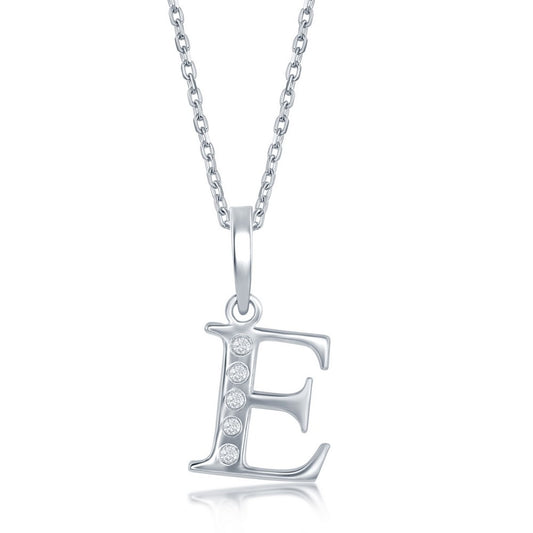 Sterling Silver Diamond E Necklace