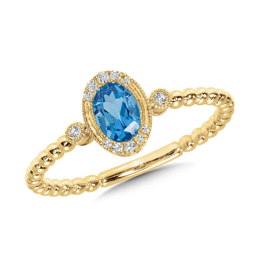 Yellow Gold Blue Topaz Ring Fashion Ring - Colored Stone Rings - Women's
