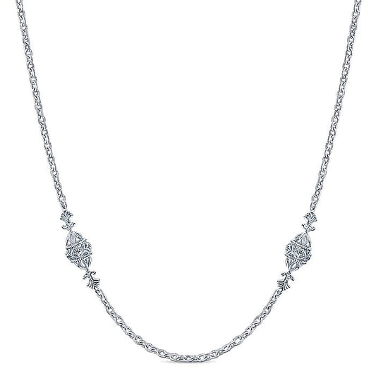 Gabriel & Co Sterling Silver Filigree Bead Station Necklace