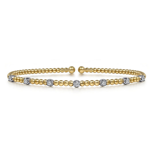 Gabriel & Co Yellow Gold Diamond Station Bujukan Cuff Bracelet - Diamond Bracelets