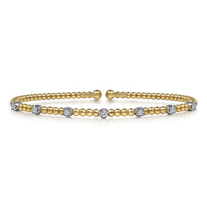 Gabriel & Co Yellow Gold Diamond Station Bujukan Cuff Bracelet