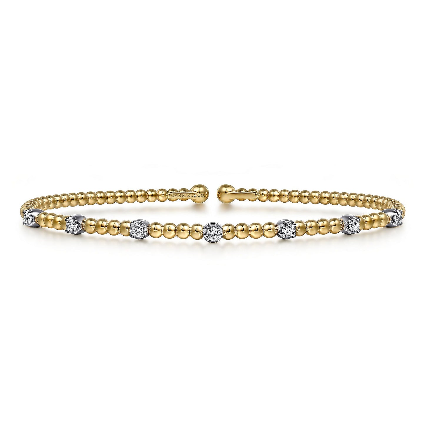 Gabriel & Co Yellow Gold Diamond Station Bujukan Cuff Bracelet - Diamond Bracelets