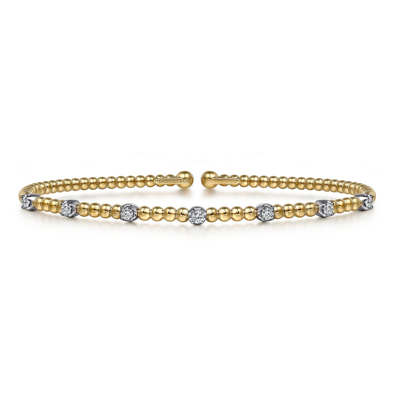 Gabriel & Co Yellow Gold Diamond Station Bujukan Cuff Bracelet - Diamond Bracelets