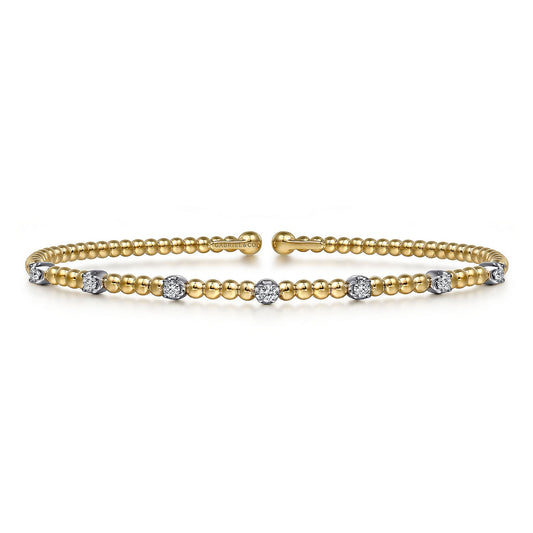 Gabriel & Co Yellow Gold Diamond Station Bujukan Cuff Bracelet