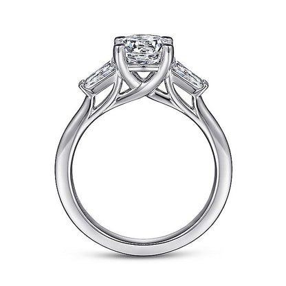 Gabriel & Co. White Gold Three Stone Semi-Mount Engagement Ring