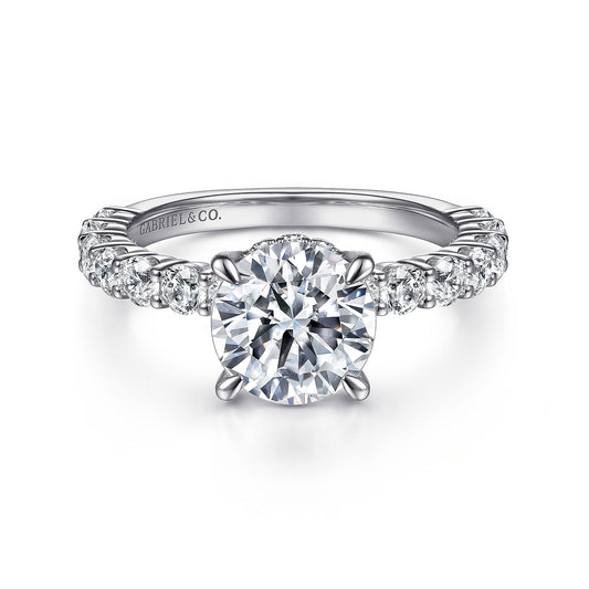 Gabriel & Co. 14 Karat White Gold Round Semi-Mount Engagement Ring