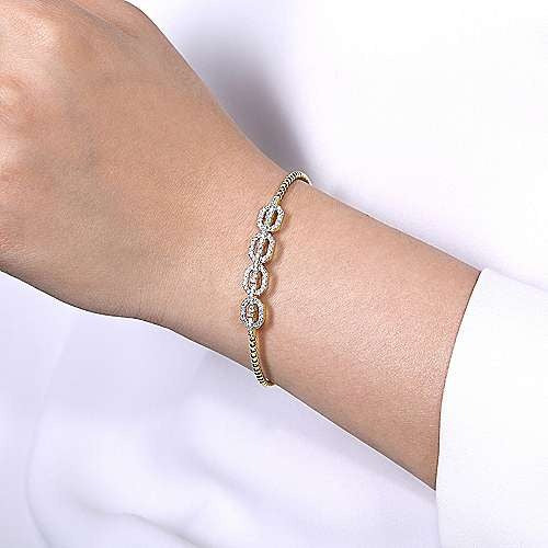 Gabriel & Co Bujukan Beaded Cuff with Diamond Pave Links - Diamond Bracelets