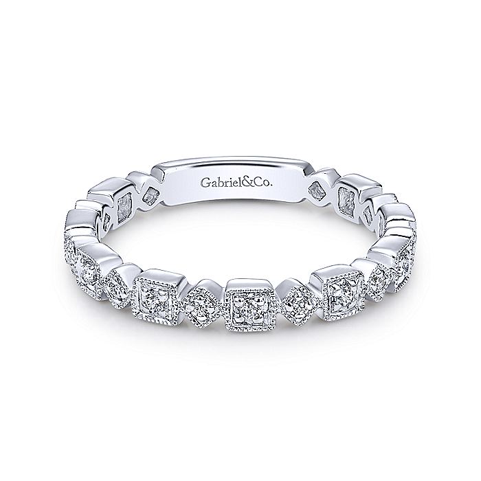 Gabriel & Co White Gold Geometric Diamond Stackable Ring - Diamond Fashion Rings - Women's