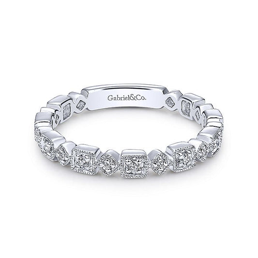 Gabriel & Co White Gold Geometric Diamond Stackable Ring