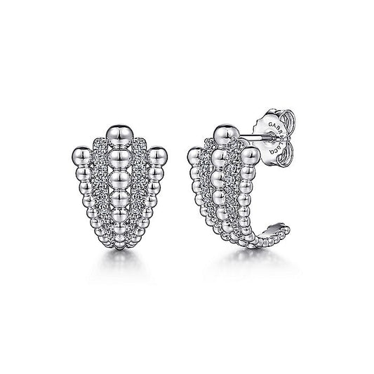 Gabriel & Co Sterling Silver White Sapphire And Beaded J Stud Earrings