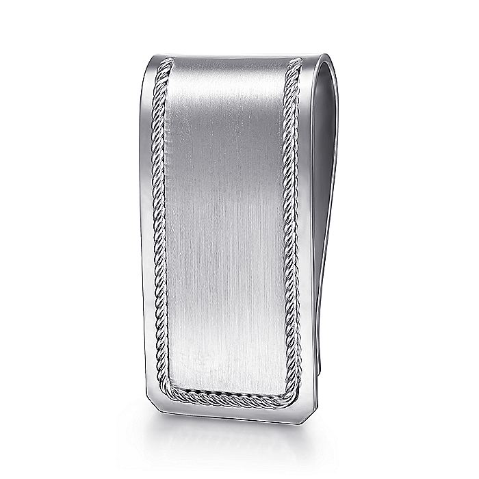 Gents Gabriel & Co. Sterling Silver Money Clip with Twisted Rope Trim - Gents Money Clip