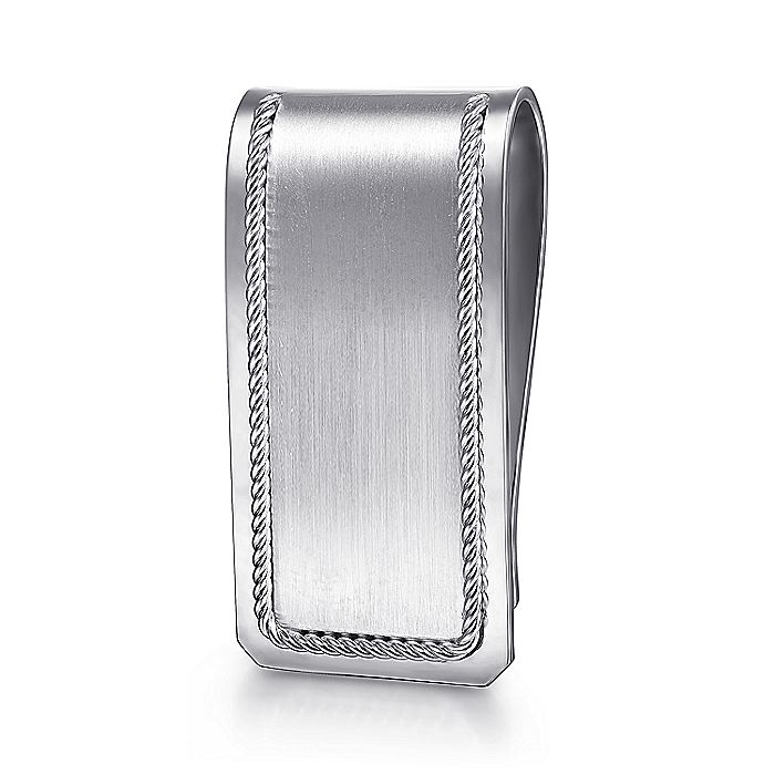 Gents Gabriel & Co. Sterling Silver Money Clip with Twisted Rope Trim