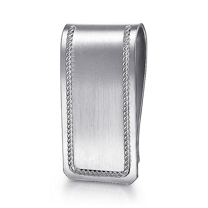 Gents Gabriel & Co. Sterling Silver Money Clip with Twisted Rope Trim