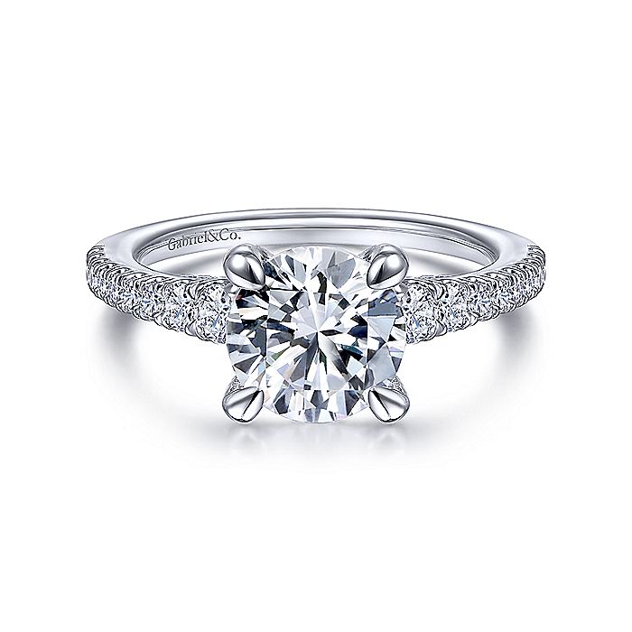 Gabriel & Co White Gold Straight Cathedral Semi-Mount Engagement Ring