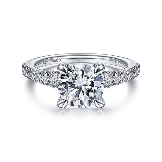 Gabriel & Co White Gold Straight Cathedral Semi-Mount Engagement Ring - Diamond Semi-Mount Rings