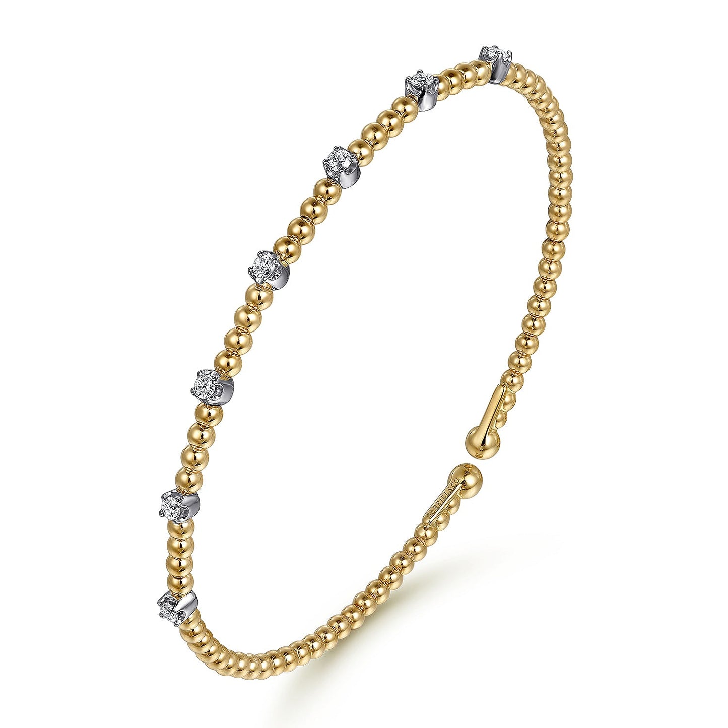 Gabriel & Co Yellow Gold Diamond Station Bujukan Cuff Bracelet - Diamond Bracelets