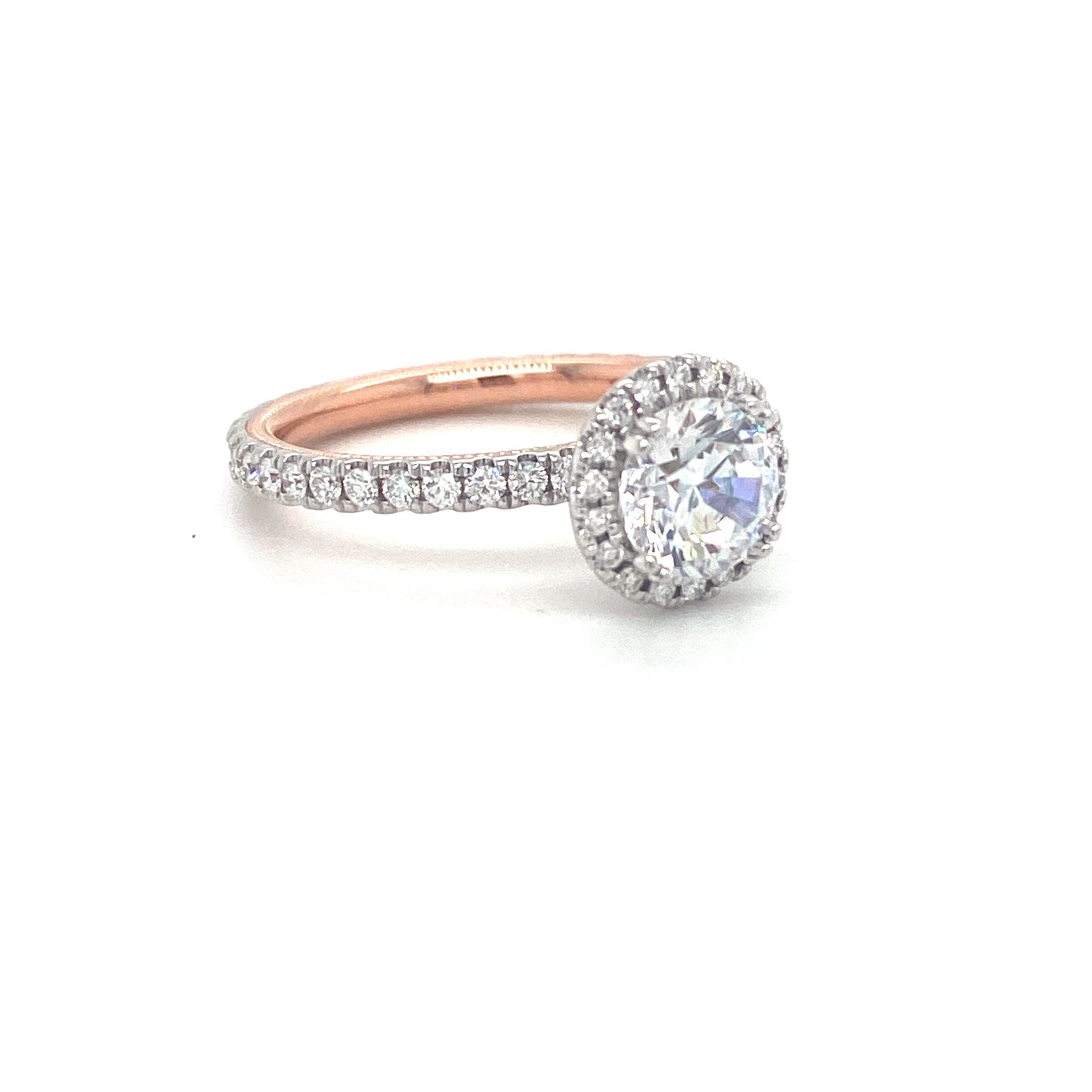 Verragio Tradition Collection White And Rose Gold Round Halo Semi-Mount Engagement Ring - Diamond Semi-Mount Rings