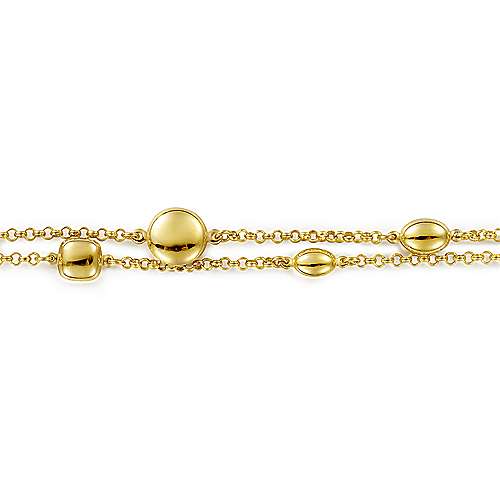 Gabriel & Co Two Row 14K Yellow Gold Chain Bracelet with Bujukan Ball Stations